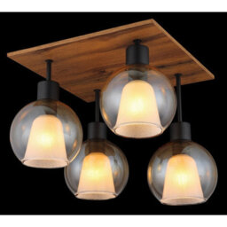 Luminosa Lighting Luminosa Barry I Shade Cluster Ceiling Light Matt Black Amber Glass Shade 4X E27 - thumbnail 4