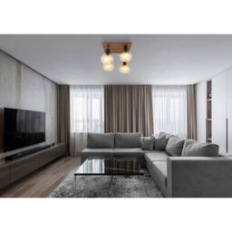 Luminosa Lighting Luminosa Barry I Shade Cluster Ceiling Light Matt Black Amber Glass Shade 4X E27 - thumbnail 7