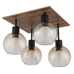 Luminosa Lighting Luminosa Barry I Shade Cluster Ceiling Light Matt Black Amber Glass Shade 4X E27 - thumbnail 2