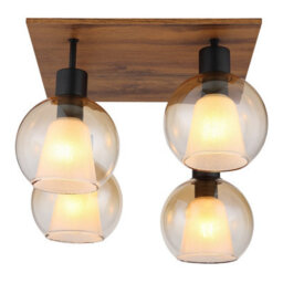 Luminosa Lighting Luminosa Barry I Shade Cluster Ceiling Light Matt Black Amber Glass Shade 4X E27 - thumbnail 3