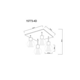 Luminosa Lighting Luminosa Barry I Shade Cluster Ceiling Light Matt Black Amber Glass Shade 4X E27 - thumbnail 8