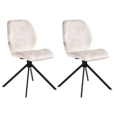 Beliani Set Of 4 Dining Chairs Swivel Morrison Velvet Light Beige - image 1