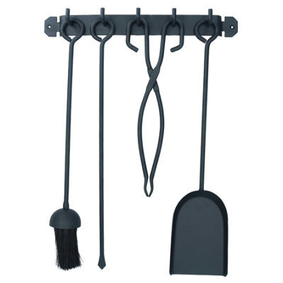 "AB Tools 18"" Loop Brush, Shovel, Tongs & Poker With Bracket Fire Coal Wood Log Burner" - image 1