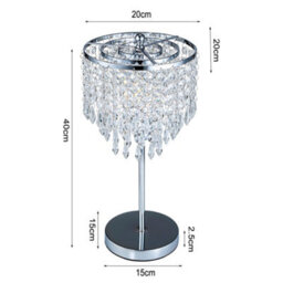 Darphe Exquisite Crystal Table Lamp, 3 Tier Crystal Pendant Table Lamp, Chrome Plated Stainless Steel Lamp Stand - thumbnail 9