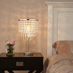 Darphe Exquisite Crystal Table Lamp, 3 Tier Crystal Pendant Table Lamp, Chrome Plated Stainless Steel Lamp Stand