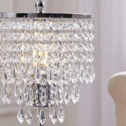 Darphe Exquisite Crystal Table Lamp, 3 Tier Crystal Pendant Table Lamp, Chrome Plated Stainless Steel Lamp Stand - thumbnail 4