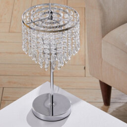 Darphe Exquisite Crystal Table Lamp, 3 Tier Crystal Pendant Table Lamp, Chrome Plated Stainless Steel Lamp Stand - thumbnail 2
