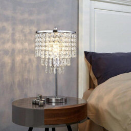 Darphe Exquisite Crystal Table Lamp, 3 Tier Crystal Pendant Table Lamp, Chrome Plated Stainless Steel Lamp Stand - thumbnail 3