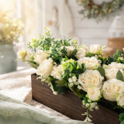 Champagne Artificial Flower Arrangement With Planter Box - thumbnail 4