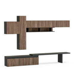 Decorotika Aosta Moduler Modern Tv Unit Wall Mount Customizable Layout Black Alina - thumbnail 4
