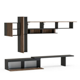 Decorotika Aosta Moduler Modern Tv Unit Wall Mount Customizable Layout Black Alina - thumbnail 5