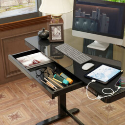 Dellonda Black Electric Adjustable Standing Desk With Usb & Drawer, 1200 X 600mm - thumbnail 7