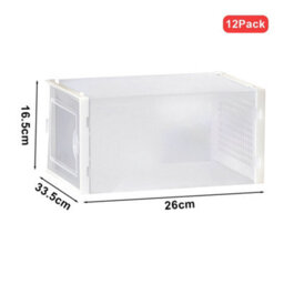 Breeins White 12Pcs Stackable Foldable Crystal Plastic Transparent Shoe Box Extra Tall Large - thumbnail 8