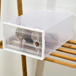 Breeins White 12Pcs Stackable Foldable Crystal Plastic Transparent Shoe Box Extra Tall Large - thumbnail 6
