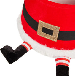 Led Santa Christmas Tree Skirt With Built-In Lights, Red Belt Design, Durable Tree Collar - thumbnail 5