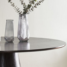 PureLifestyleWonders Designer Round Dining Table In Wood Grain Effect Black Oscura - thumbnail 4