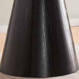PureLifestyleWonders Designer Round Dining Table In Wood Grain Effect Black Oscura - thumbnail 3