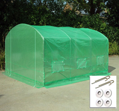Crocodile Trading 4M X 3.5M + Ground Anchor Kit (13' X 11.5' Approx) Pro Max Green Poly Tunnel - image 1