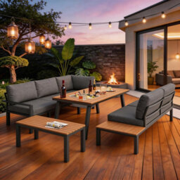 Garden 6-7 Seater Lounge Set Sectional Sofa With Bench Table With Ice Bucket - thumbnail 1