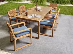 Beliani Garden Dining Set 8 Seater Sassari Premium Certified Acacia Wood Blue - thumbnail 2