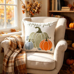 Amorly Embroidery Throw Pillow Cover, 45X45Cm Christmas Decorative Cushion Cover For Sofa Couch, No Pillow Insert - thumbnail 4