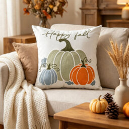 Amorly Embroidery Throw Pillow Cover, 45X45Cm Christmas Decorative Cushion Cover For Sofa Couch, No Pillow Insert - thumbnail 5