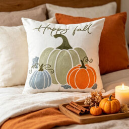 Amorly Embroidery Throw Pillow Cover, 45X45Cm Christmas Decorative Cushion Cover For Sofa Couch, No Pillow Insert - thumbnail 6