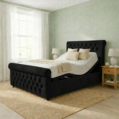 Restwell Electric Adjustable Bed With Mattress & Matching Headboard, Black