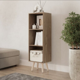 Urbn-Living Urbnliving 80Cm Height 3 Tier Oak Wooden Storage Cube Bookcase Scandinavian Style Pine Legs - thumbnail 2