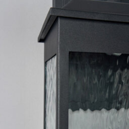 Litecraft Saxon Black Large Led Outdoor Wall Light With Water Ripple Glass - thumbnail 5