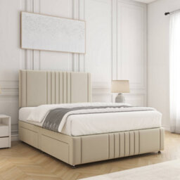Bsspoke Hazel Divan Bed Set Cream Plush Velvet 24Inch Headboard & Footboard Mattress No Drawers In 3Ft 4Ft 4Ft6 5Ft 6Ft - thumbnail 2