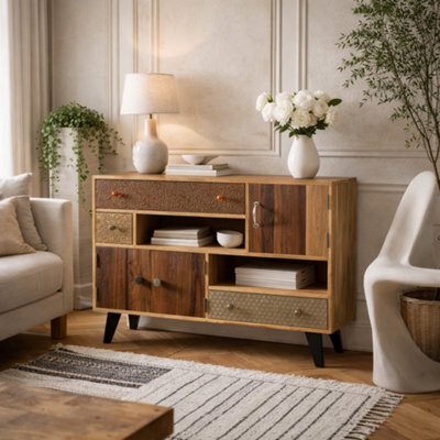 Wyld Haus Kokkola Large Reclaimed Wood Sideboard 3 Doors 3 Drawers 1200X800X400mm - image 1