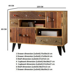 Wyld Haus Kokkola Large Reclaimed Wood Sideboard 3 Doors 3 Drawers 1200X800X400mm - thumbnail 2