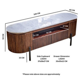 Worcester Ruby Mango Wood Tv Cabinet With Marble Top & Metal Legs - thumbnail 5