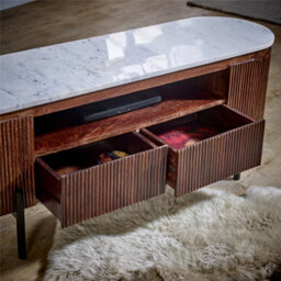 Worcester Ruby Mango Wood Tv Cabinet With Marble Top & Metal Legs - thumbnail 2