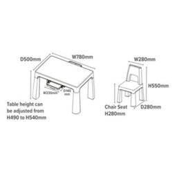Liberty House Toys Kids White & Green Height Adjustable Table And 2 Chairs Set - thumbnail 9