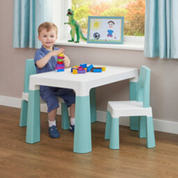 Liberty House Toys Kids White & Green Height Adjustable Table And 2 Chairs Set - thumbnail 2