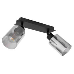 Luminosa Lighting Luminosa Hadera Twin Ceiling Spotlight Matt Black Smoke Glass Shade 2X E27 - thumbnail 2