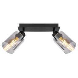 Luminosa Lighting Luminosa Hadera Twin Ceiling Spotlight Matt Black Smoke Glass Shade 2X E27 - thumbnail 3
