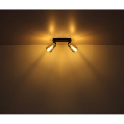 Luminosa Lighting Luminosa Hadera Twin Ceiling Spotlight Matt Black Smoke Glass Shade 2X E27 - thumbnail 6