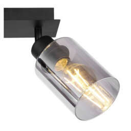 Luminosa Lighting Luminosa Hadera Twin Ceiling Spotlight Matt Black Smoke Glass Shade 2X E27 - thumbnail 5