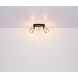 Luminosa Lighting Luminosa Hadera Twin Ceiling Spotlight Matt Black Smoke Glass Shade 2X E27 - thumbnail 7