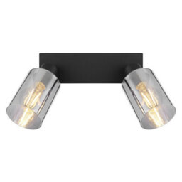 Luminosa Lighting Luminosa Hadera Twin Ceiling Spotlight Matt Black Smoke Glass Shade 2X E27 - thumbnail 4