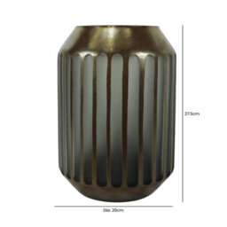 Vanity Living 27.5Cm Coffee Brown And Grey Pleated Glass Vase, Handmade Decorative Vase For Living Room - thumbnail 3