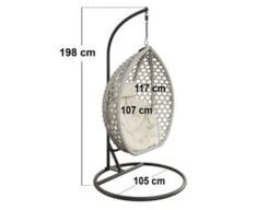 Solace+Co Lola Garden Swing Chair Grey Rattan - thumbnail 4
