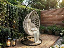 Solace+Co Lola Garden Swing Chair Grey Rattan