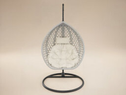 Solace+Co Lola Garden Swing Chair Grey Rattan - thumbnail 2