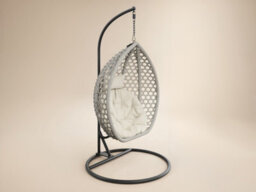 Solace+Co Lola Garden Swing Chair Grey Rattan - thumbnail 3