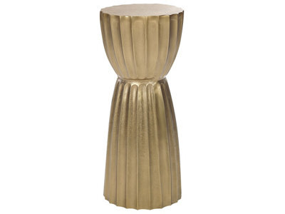 Beliani Zenith Gold Distressed Aluminium Pillar Side Table 24 Cm - Contemporary Handmade Accent - image 1