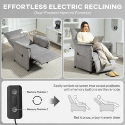 Homcom Electric Reclining Chair W/ Remote, Power Recliner For Elderly, Grey - thumbnail 5